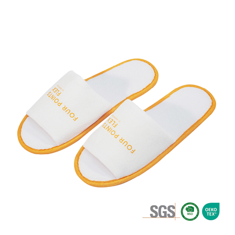 Custom Print Brushed Polyester Non‑Slip Hotel Slippers Manufacturer