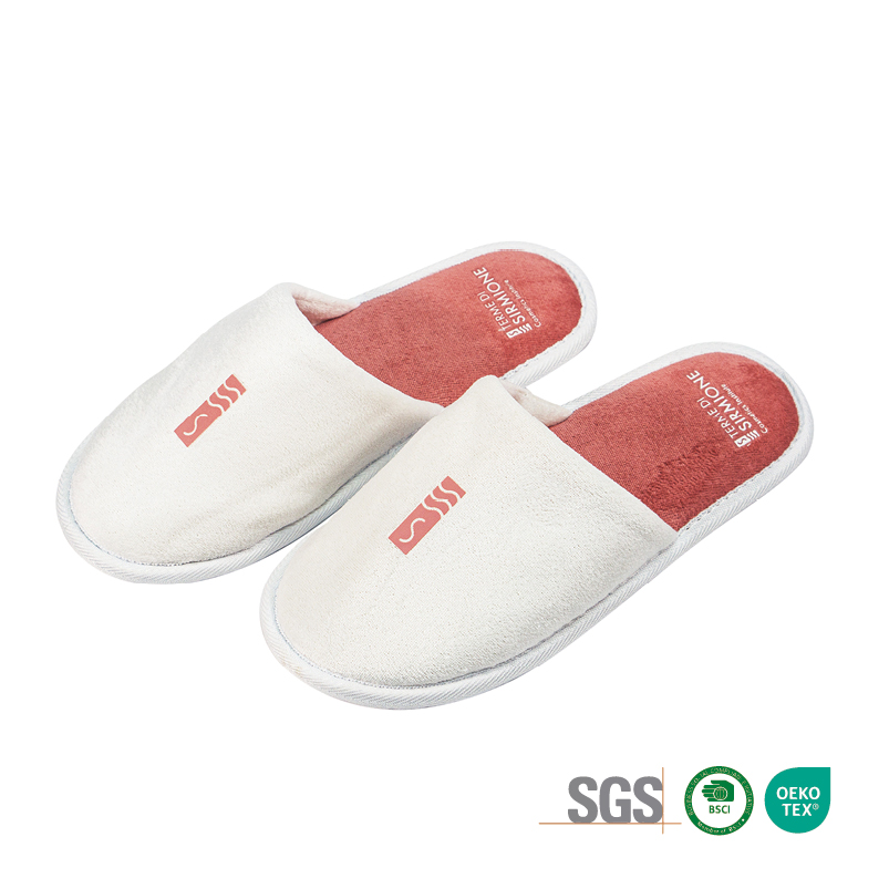 Velour Hotel Spa Slippers Custom Printed Logo Two‑Tone Wholesale Supplier