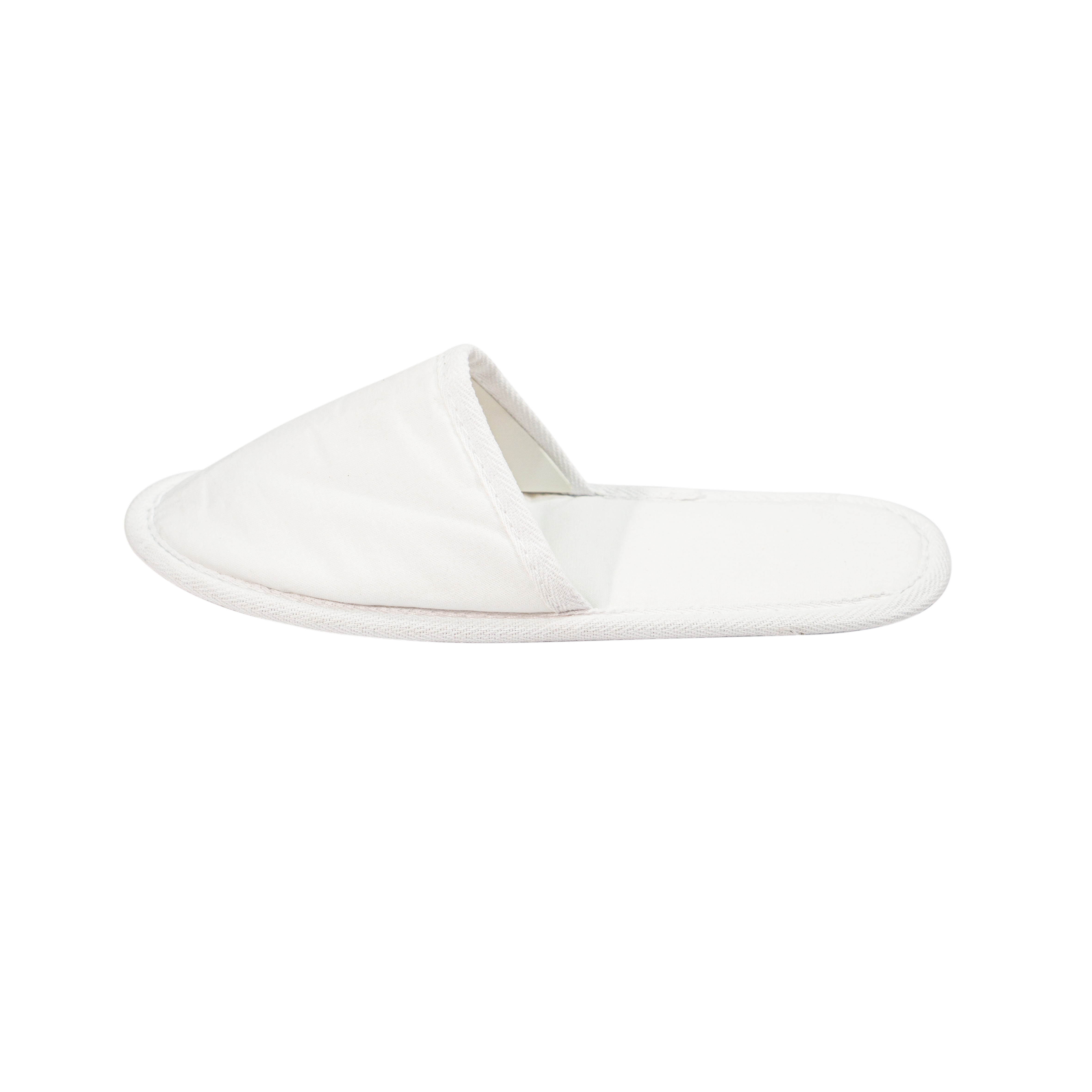 Wholesale OEM Eco-Friendly White Canvas Hotel Slippers with Non Slip Sole