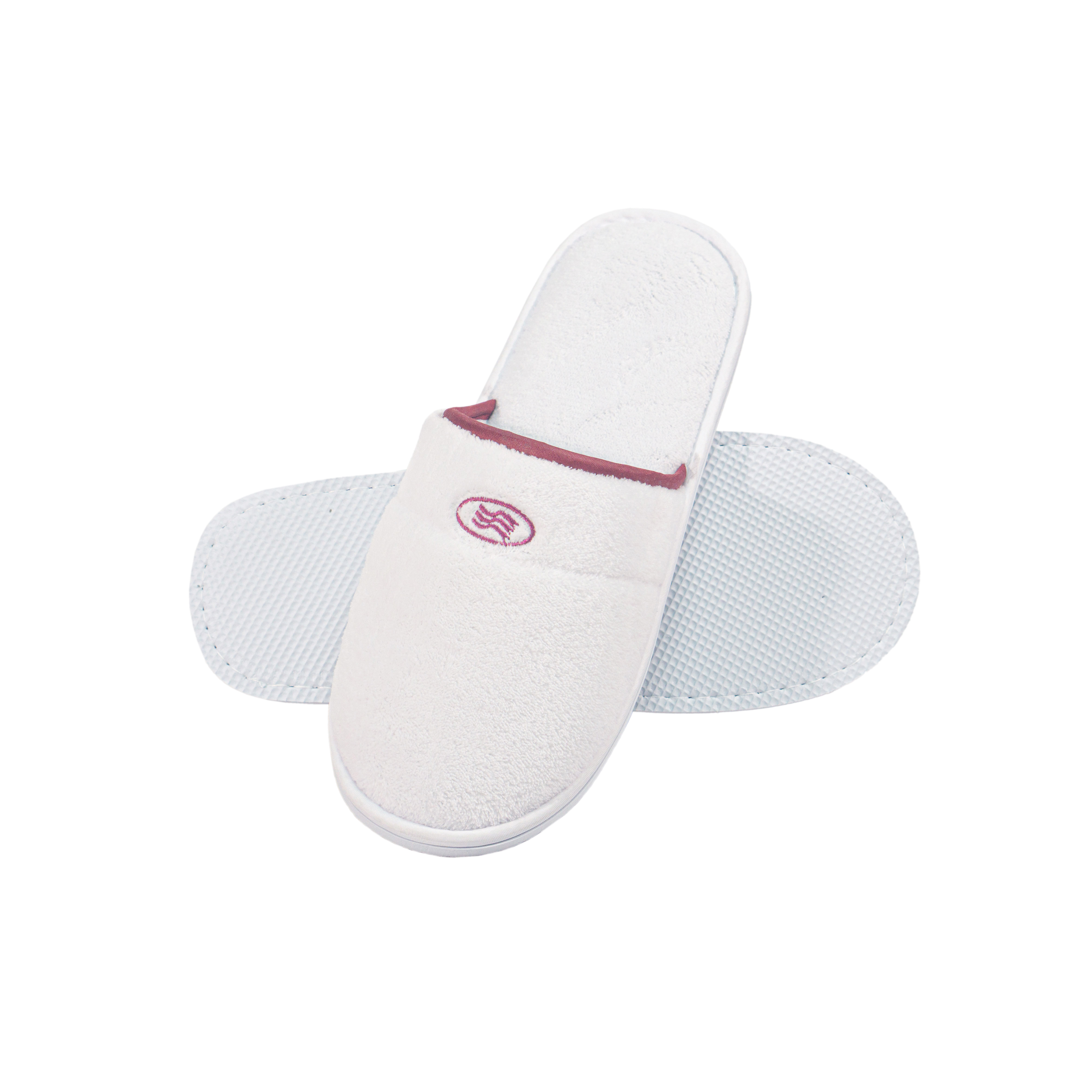 Wholesale White Coral Fleece Hotel Spa Slippers Custom Embroidery Logo