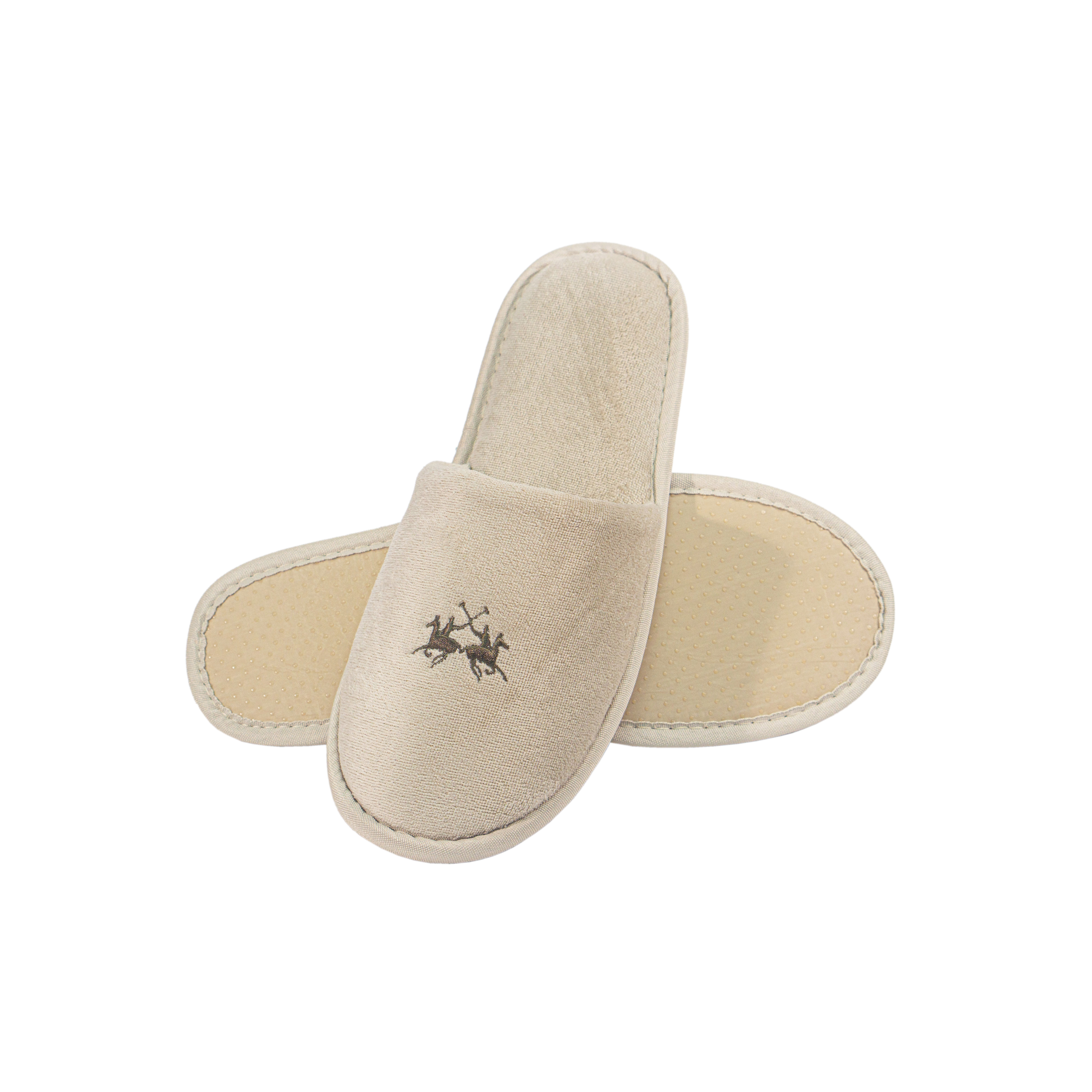 Custom Logo Velour Embroidered Hotel Spa Slippers Supplier
