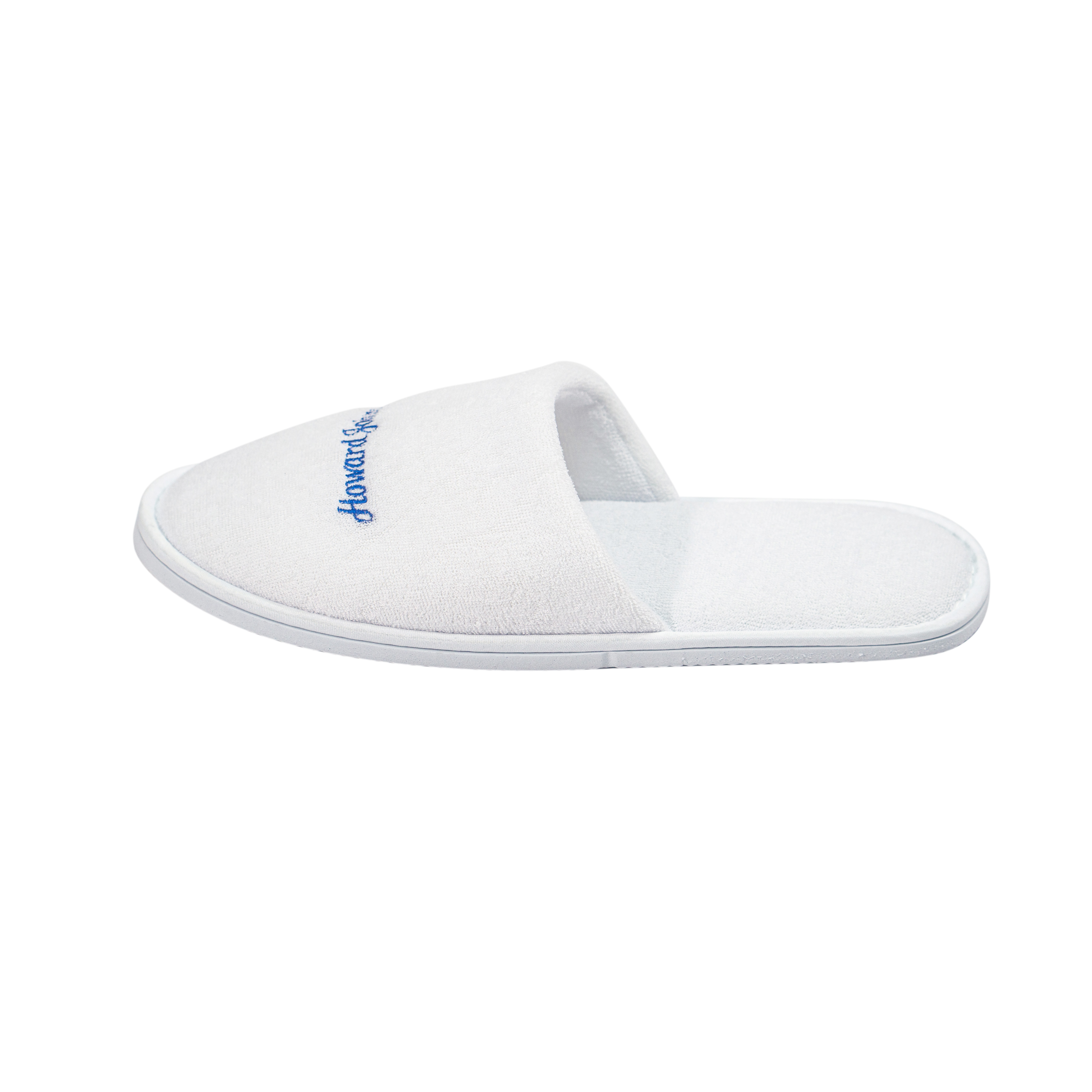Custom Embroidered Terry Closed Toe Hotel Spa Slippers with Non Slip Sole