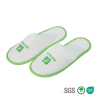 Custom Logo Brushed Polyester Green Trim Hotel Slippers Wholesale OEM Supplier