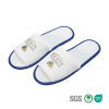Custom Terry Hotel Spa Slippers with Printed Logo Blue Trimming