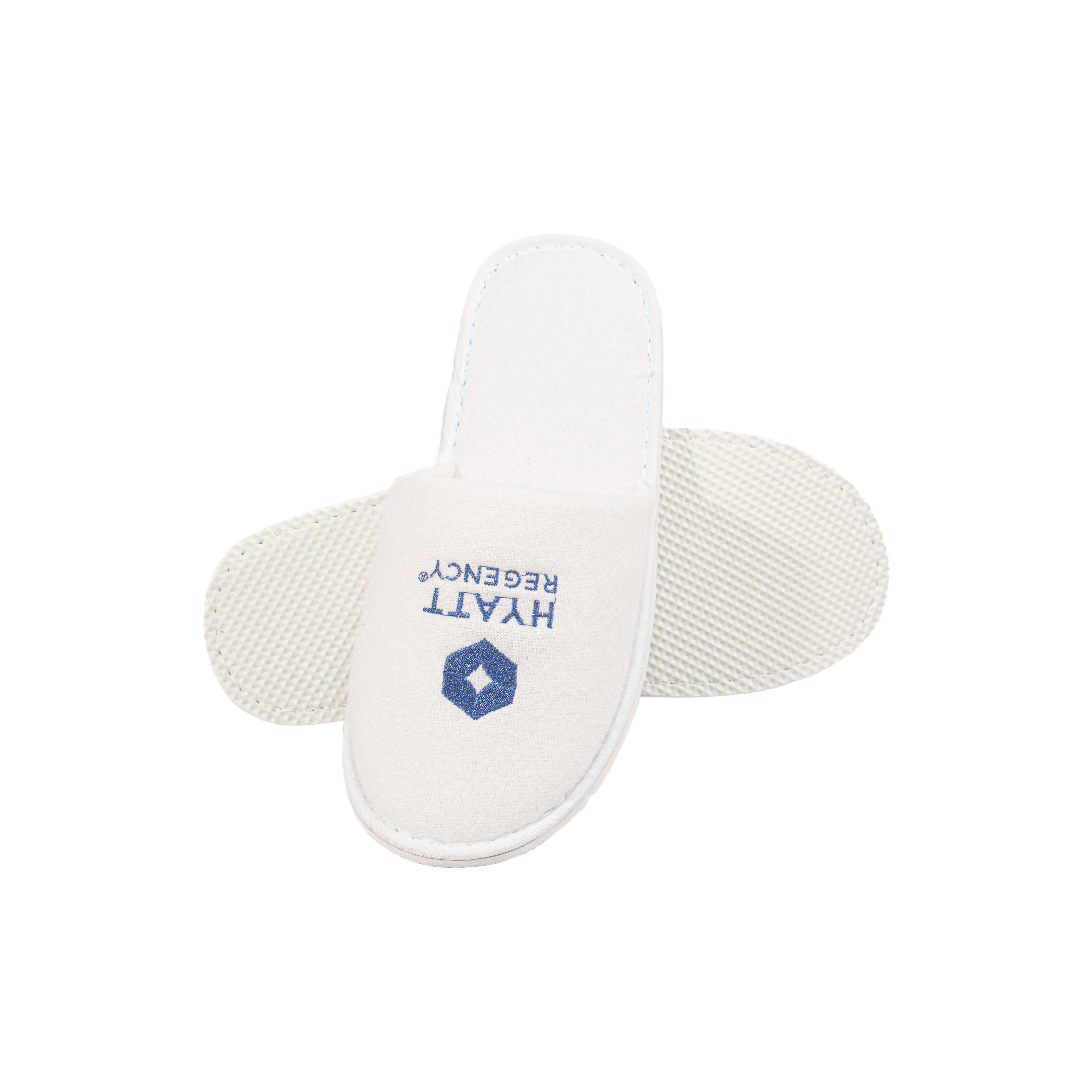 Custom Logo Brushed Polyester Hotel Slippers Wholesale OEM Supplier