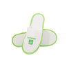 Custom Logo Brushed Polyester Green Trim Hotel Slippers Wholesale OEM Supplier